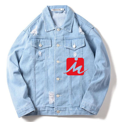 Áo khoác denim thêu bông polyester Thời trang dạo phố Áo khoác cưỡi ngựa thông thường