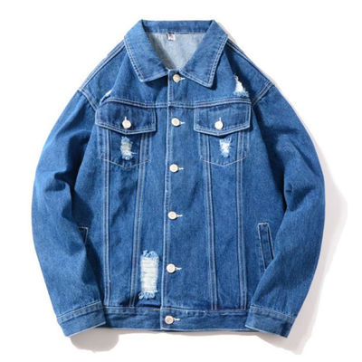 Áo khoác denim thêu bông polyester Thời trang dạo phố Áo khoác cưỡi ngựa thông thường