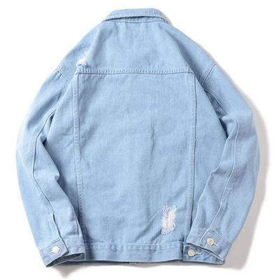 Áo khoác denim thêu bông polyester Thời trang dạo phố Áo khoác cưỡi ngựa thông thường