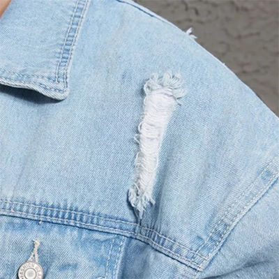 Áo khoác denim thêu bông polyester Thời trang dạo phố Áo khoác cưỡi ngựa thông thường