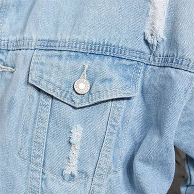 Áo khoác denim thêu bông polyester Thời trang dạo phố Áo khoác cưỡi ngựa thông thường