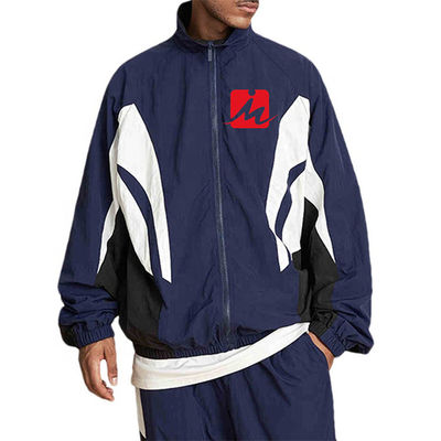 Áo khoác gió nam không thấm nước Polyester Zip Up Colorblock Track Jacket