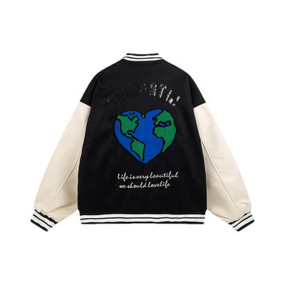 Áo khoác bomber thêu Varsity Áo khoác da có chữ Unisex Áo khoác bóng chày