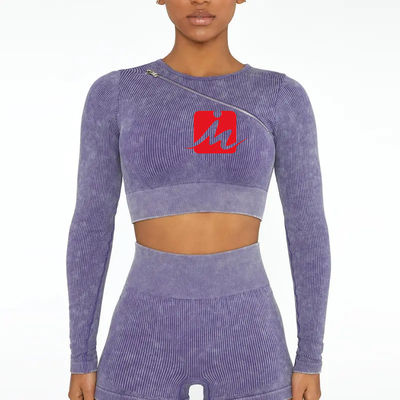 Phụ nữ 5 mảnh áo ngực thể thao và quần legging liền mạch có gân Bộ đồ thể thao