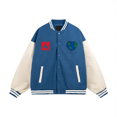 Áo khoác bomber thêu Varsity Áo khoác da có chữ Unisex Áo khoác bóng chày