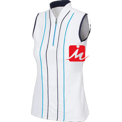 Cổ áo đứng Áo sơ mi nữ có dây kéo 1/4 ở giữa In tùy chỉnh không tay