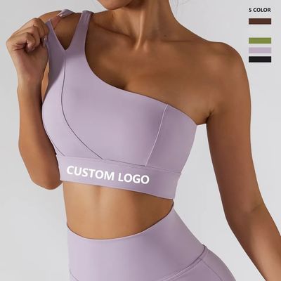 Dây đeo vai xiên đơn Phụ nữ Đồ lót tập thể dục Yoga Ống hỗ trợ tác động cao